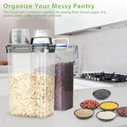 Viretec Rice Airtight Storage Container, 3 to 5Lbs Cereal Dry Food Flour Bin, Pet Dog Cat Food Dispenser with Measuring Cup, BPA Free Clear Plastic Kitchen and Pantry Organization Bin for Sugar - color: 3L/Grey