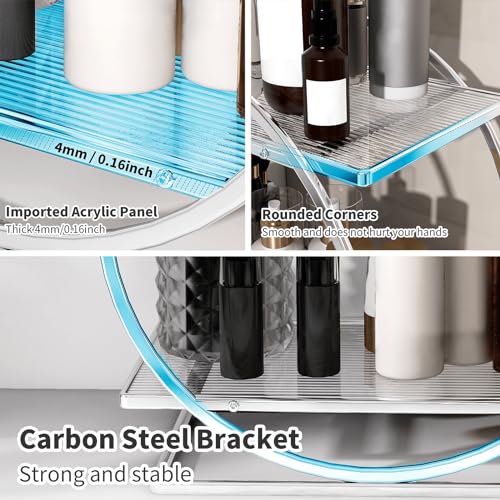 Perfume Organizer for Bedroom Dresser- Sliver Makeup Organizers for Vanity, 2 Tier Bathroom Countertop Organizer Perfume Tray Skincare Storage Cosmetic Display Rack, Make Up Counter Shelf - color: Silver, Circular