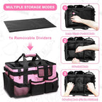 14 inch Large Cleaning Supplies Organizer, Pink Tool Bag with Handle & Adjustable Shoulder Straps, Cleaning Bags for Housekeepers, Cleaners, Cleaning Supply Caddy - color: Pink