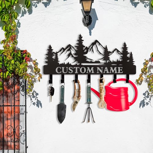 Dyoart Personalized Custom Mountain Theme Key Holder with Name, Metal Wall Mount, Coat Rack, Key Hooks, Home Decor Gift - color: 05 Mountain