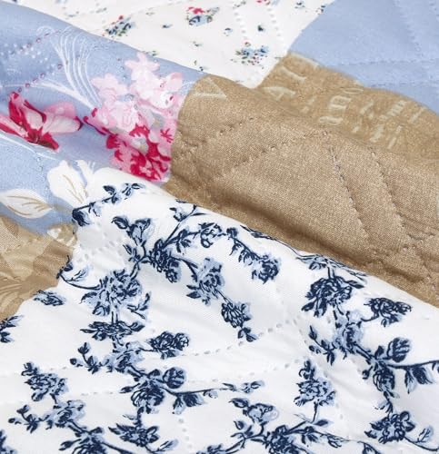 Brilliant Sunshine Pink and Blue Roses Toile Couch Armrest 5 Pockets Organizer, Slip Resistant Armchair Caddy, Washable Remote Controls Holder, Storage for Magazine, Phone, iPad, 35×13", Blue Natural - color: Blue Natural