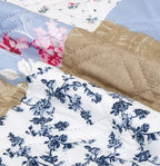 Brilliant Sunshine Pink and Blue Roses Toile Couch Armrest 5 Pockets Organizer, Slip Resistant Armchair Caddy, Washable Remote Controls Holder, Storage for Magazine, Phone, iPad, 35×13", Blue Natural - color: Blue Natural