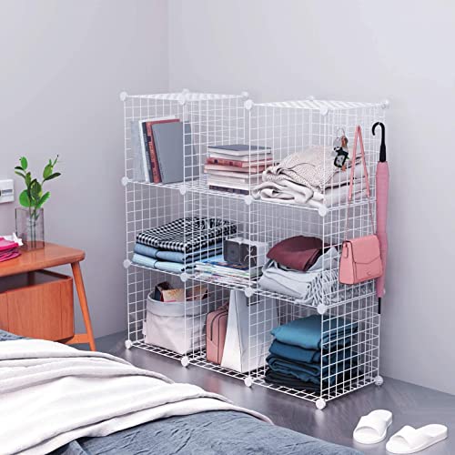 C&AHOME Wire Cube Storage, 8-Cube Organizer Metal C Grids Storage, Storage Bins Shelving, Modular Shelves, DIY Closet Cabinet Ideal for Living Room, Home, Office 24.8" L x 12.4" W x 48.4" H White - color: White, size: 8 Cube