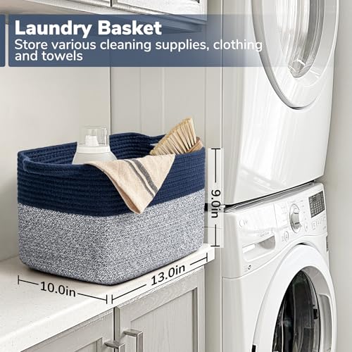 Goodpick Cube Storage Bins - Shelf Baskets for Towel Book Clothes, Closet Storage Bins for Office Woven Toy Basket for Shelves Baby Laundry Basket, 13''x10''x 9'' - color: Blue, size: 13"L x 10"W x 9"H