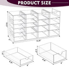 YFXCVSL Acrylic Makeup Organizer with 19 Drawers, 4 Pack Clear Storage Drawers, Bathroom Makeup Organizer for Palettes, Cosmetic, and Beauty Supplies,Ideal for Vanity, Cabinet,Desk Organization - size: 19 Drawers