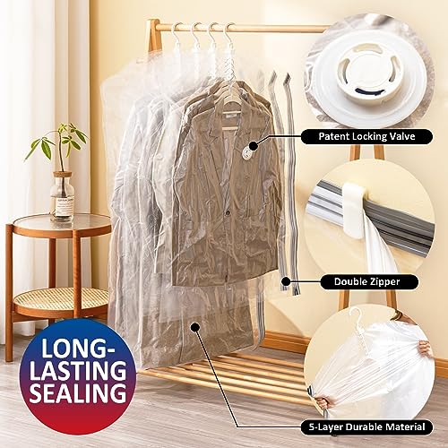 Hanging Vacuum Storage Bags, 4 Pack Hanging Storage Bags for Clothes With Electric Pump, Vacuum Sealed for Suits, Dress, Jackets (2 Long, 2 Short) - size: 4-Combo-Epump