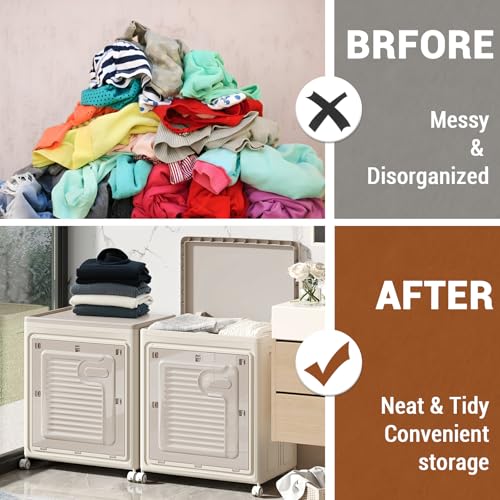 Garvee Rolling Laundry Hamper with Lid, 150L Large Capacity Clothes Hampers Plastic Collapsible Laundry Baskets with Wheels Collapsible Sturdy Storage Organizer Boxes Bins Baskets Chest - size: 150L