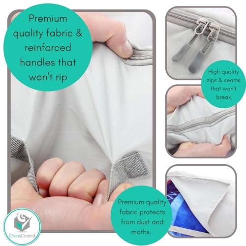 2 Pack Clothing Storage Bags Clothes Organizer folding fabric bags for sweaters, clothing, garment, bedding, quilt, linens, large folding organizers with zip & window, mothproof underbed space savers - color: Grey