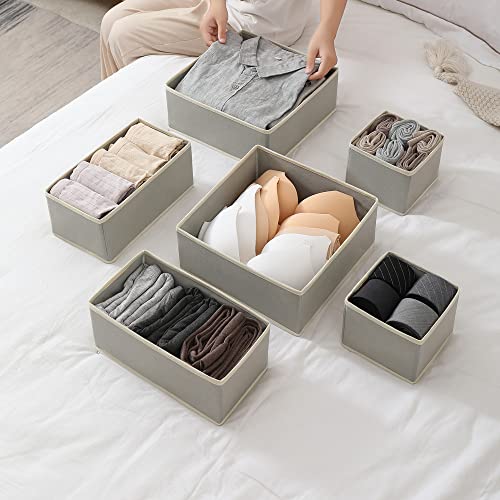 Fordonral 12 Pack Drawer Organizer Clothes, Foldable Fabric Dresser Organizer Closet Organizers and Storage Box for Underwear,Folded Clothes,Baby Clothing,Socks,Bra,Towels,Ties(12 Pack,Gray) - color: Gray, size: 12 Pack
