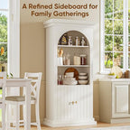 71" Modern Tall Bookcase and Bookshelf, Modern Storage Combination for Home Office or Study,and Living Room with Glass Door and Open Shelf Cabinets, White with Gold Handles, 4 of Set