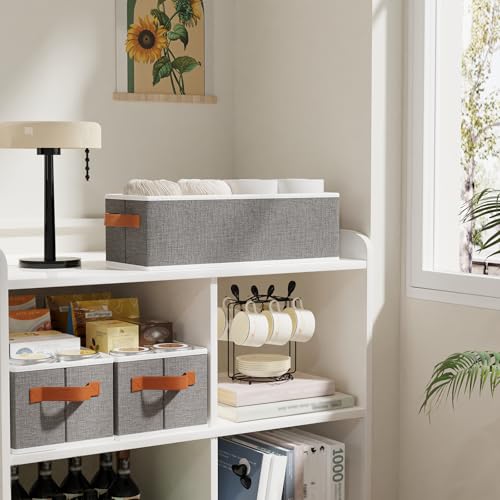 Fabric Storage Baskets, Foldable Clothes Organizer Boxes, 15 x 6 x 5 Inch Storage Cubes with Handles for Laundry Bathroom , Gray, 3-Pack - color: Grey, size: 3-Pack
