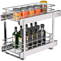 JOWBOOW (8" W x 22" D 2-Tier Narrow Cabinet Pull Out Shelves | Heavy Duty Slide Out Shelves for Kitchen Cabinets, 22 Inch Deep Under Cabinet Organizer, Chrome - size: 8 x 22 Inch