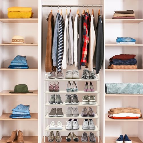 SIMPLE HOUSEWARE 5-Tier Shoe Rack Storage Organizer, White - color: White, size: 5-Tier
