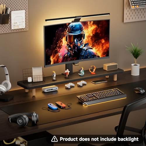 Dual Monitor Stand Riser, 39 Inch Extra Long Wooden Desktop Monitor Riser with Storage for 2 Monitors Ultra Strong Desk Shelf Organizer Riser Ergonomic for 2 Screens/Laptop/PC/TV/Printer (Black, 39inches) - color: Black