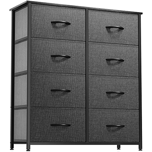 DWVO Dresser for Bedroom, Fabric Dresser with 8 Drawers, Chest of Drawers for Closet, Living Room - color: Black Grey, style: 8-Drawer
