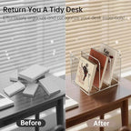 Acrylic Desk Organizer Book Organizer, Magazine File Holder, Vertical File Organizer Stand File Folder Holder, Mail Organizer Countertop Mail Sorter File Sorter, Clear Book Ends Book Holder