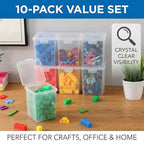 10 Pack Small Clear Storage Bins with Lids - Stackable Plastic Organizer Boxes for Crafts, Art Supplies, Jewelry, Beads, Office Tools - 3.54x3.54x4.53 Inch – Square Medium - size: Clear Square Medium - 10 Pack