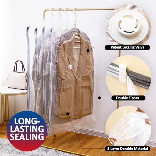 Hanging Vacuum Storage Bags, 6 Pack Large Hanging Space Saver Bags, Vacuum Sealed for Clothes Suits Dress Jackets for Moving Supplies(3 Long, 3 Short) - size: 6-Combo