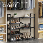 CSXGBAB Black Tubes Closet Shoe Rack, Boot Rack, 5 Tier Oxford Fabric Shelf, Easy Assembly, Sturdy and Durable, Holds Up to 30 lbs
