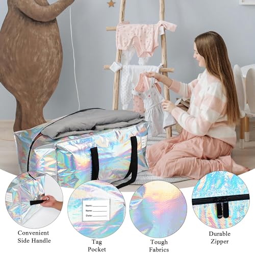 VTSVTS 6 Pack Extra Heavy Duty Large Moving Bags with Comfortable Handle & Strong Zipper,Storage Totes for Space Saving Moving Storage College Supplies Alternative to Moving Box,Iridescent - color: Iridescent, size: 6 Pcs