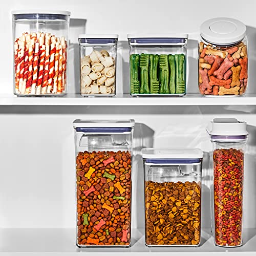 OXO Good Grips Pet POP Container – 4.4 Qt/4.2 L with Scoop |Ideal for up to 4lbs of Dog Food or 3.5lbs of Cat Food, Airtight Storage Container, BPA Free - size: Pet POP 4.4 Qt