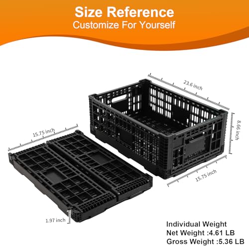 Collapsible Storage Bin Container，52 Liter Transfer heavy duty plastic storage box , Versatile Storage Basket milk crates (1)