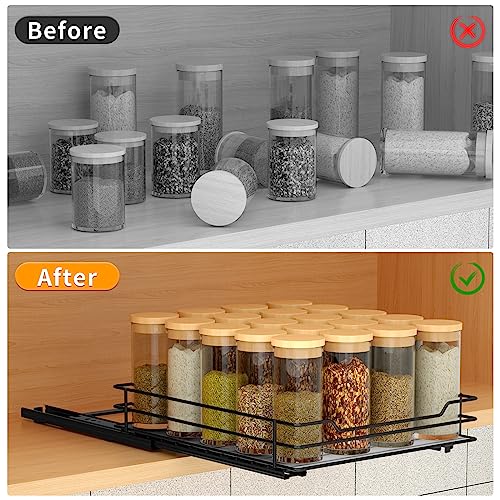 BOIVSHI Pull Out Spice Rack Organizer for Cabinet, Heavy Duty Slide Out Spice Rack Organizer for Kitchen Cabinets and Pantry, Fits Spices, Sauces, Canned Food (8.5''Wx10.5''Dx2.5''H) - size: 1 Tier,8.5''Wx10.5''Dx2.5''Hspices rack,