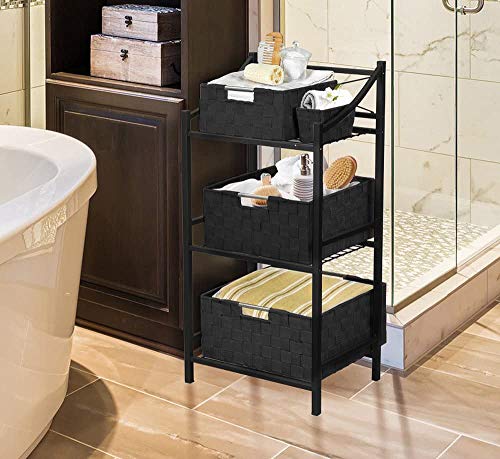 Sorbus Storage Baskets for Organizing (Set of 7), Mesh Hand-Woven Design, Linen Closet Organizers and Storage, Organizer Storage Baskets for Shelves, Variety Pack Organizers and Storage (Black) - color: 7 Piece - Black