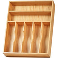 Umilife Kitchen Drawer Organizer, 12.5 Inch Silverware Utensil Tray Holder, Extra Deep, with Non-Slip Feet & Grooved Drawer Divider, 7 Slots Total Bamboo Wood Caddy for Flatware Cutlery Knives - size: 12.5 x 16.5 inch (7 Slots)