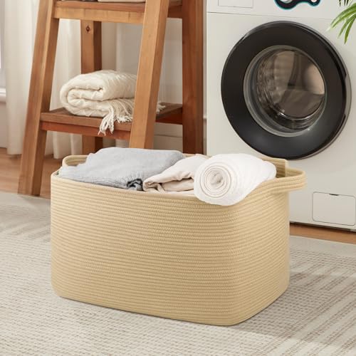 OIASKET 95L Extra Large Blanket Basket, 24" x 16.9" x 14.2" Woven Storage Basket for Living Room, Rectangle Nursery Blanket Storage for Toys, Towels, Dirty Clothes (Jute) - color: Jute, size: 24"x16.9"x14.2"
