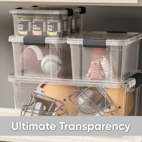 Superio Deep Storage Organizer Bin with Lid X-Deep Small Clear Storage Box with Latch for Home, Kitchen, Garage- Store, Food, Supplies, and Hair Accessories (4.75 Quart) - size: 4.75 Qt