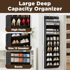 8 tiers Door Shoe Organizer, Multifunction Over the Door Hanging Shoe Rack with Oxford Fabric Deep Pockets, 66.9 x 16.5 x 5.9 Inches Storage Organizer (Black)