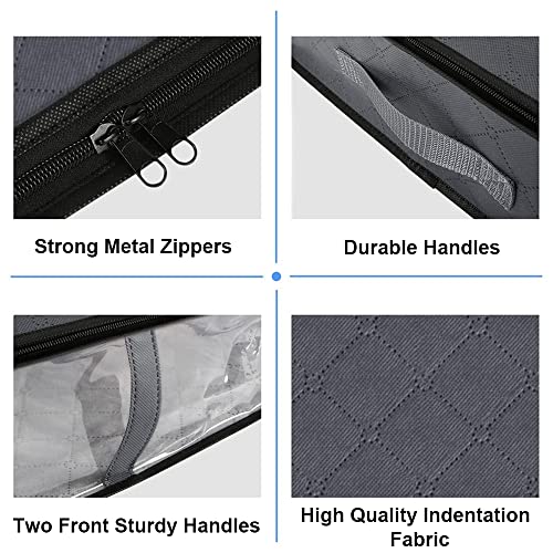 Under Bed Storage Containers, 4-Pack Large Capacity Underbed Storage Bags Organizer, Thick Fabric Storage Bins with Clear Window and Handles for Blanket, Comforter, Bedding, Clothes, Gray - color: 4 Pcs-Grey