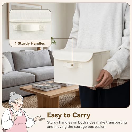 GRANNY SAYS Small Storage Bins with Lids, Small Storage Boxes, Shelf Baskets for Shelf, Collapsible Storage Bins for Living Room, Bedroom, 10x8x7 Inch, Ivory White, 2-Pack - color: Ivory White, size: Small-2 Pack