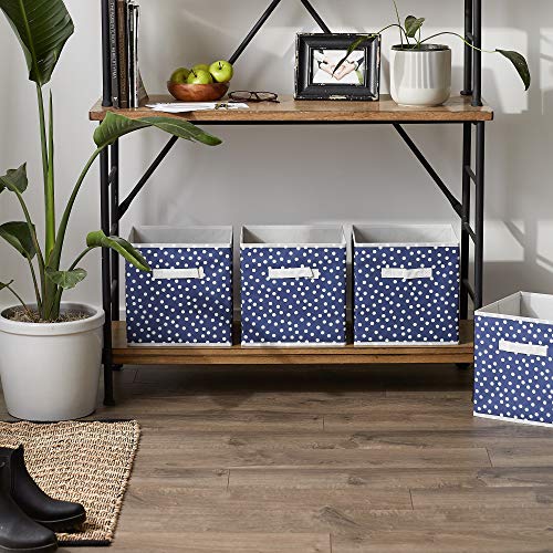 DII Non Woven Polyester Storage Bin, Polka Dot, French Blue & White, Small Set of 4 - color: French Blue & White, size: Small Set of 4, 11x11x11" Cube