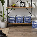 DII Non Woven Polyester Storage Bin, Polka Dot, French Blue & White, Small Set of 4 - color: French Blue & White, size: Small Set of 4, 11x11x11" Cube