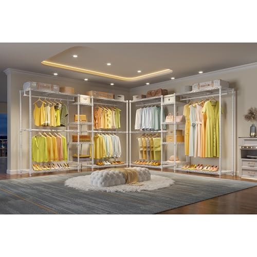 VIPEK X3 Expandable Heavy Duty Clothes Rack Adjustable from 5'2" to 8' with Flexible Shelves and Hanger Rods, Large Freestanding Clothing Racks for Hanging Clothes, Max Load 1210LBS, White - color: White, size: X3