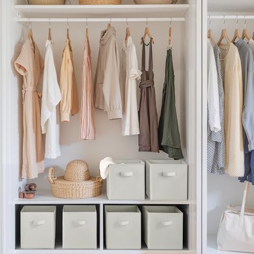 Cupic Cupid 11 Inch Storage Cube, Fabric Cube Storage Bin with Handles, Storage Cube Organizer for Clothes and Toys, Collapsible Cube Bins for Closet, Shelves, Nursery, 6-Pack, Light Gray - color: Light Gray, size: 11 Inch