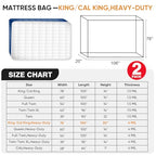 2 Pack Heavy-Duty 4 Mil King/Cal King Mattress Bag for Moving and Storage, Clear Plastic Mattress Cover, Fits Up to 20” Thick - size: King/Cal King,2 Pack, style: Heavy-Duty Protection (4 Mil Thick)