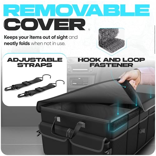 FORTEM Trunk Organizer For SUV Car Trunk Organizer, Foldable Storage, Car Accessories for Women Men, Collapsible Bag, Perfect Christmas Gifts, 600D Oxford, Non Slip Bottom, Straps, Soft Cover (65L) - color: Black, size: Large (65L)