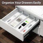 DUCOO 4 PCS Drawer Divider, 17"-22" Adjustable Bamboo Drawer Dividers Organizers, Expandable Separators for Kitchen, Clothes, Dressers, Home, Office, White - color: White