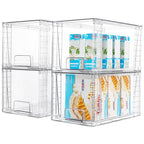 Vtopmart 4Pack Large Stackable Kitchen Pantry Storage Drawers, Clear Organizer Bins with Handles, Acrylic Drawer Organizers for Kitchen Pantry, Bathroom Undersink, Cabinet Organization and Storage - size: 4Pack 7"H