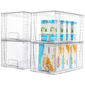 Vtopmart 4Pack Large Stackable Kitchen Pantry Storage Drawers, Clear Organizer Bins with Handles, Acrylic Drawer Organizers for Kitchen Pantry, Bathroom Undersink, Cabinet Organization and Storage - size: 4Pack 7"H