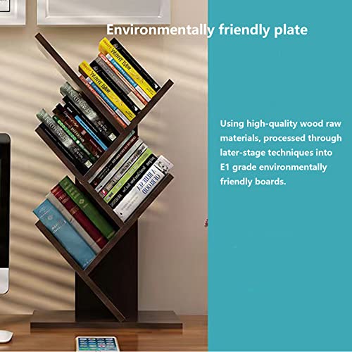 Godferyxin Book Tree Bookshelf, 5-Tier Wood Bookshelf Tree Bookcase for Displaying Books, CDs, Magazines and More at Office, Home or School - color: 5-tier-brown
