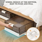 Under Bed Storage Containers, Stackable Under Bed Rolling Storage Plastic Containers, 11.5Gal Storage Bins with Wheels, Multi-purpose Storage Bins with Lids for Clothes, Shoes, And Duvets - size: 11.5Gal - 2 Pack
