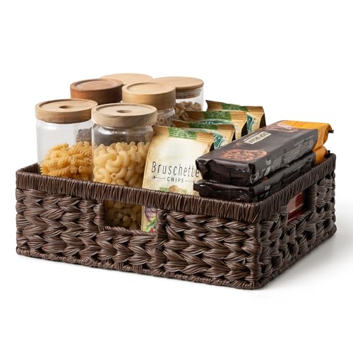 GRANNY SAYS Wicker Storage Baskets for Shelves, Wicker Basket for Organizing, Decorative Basket, Woven Baskets for Pantry Storage, Brown, 1-Pack - color: Brown, size: 15¼"L x 11¾"W x 4¾"H