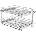 JOWBOOW (23" W x 22" D Cabinet Pull Out Shelves, 2-Tier | Heavy Duty Kitchen Pull Out Shelves for Wide Cabinets, 22 Inch Deep Sliding Cabinet Organizer - size: 23 x 22 Inch