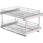 JOWBOOW (23" W x 22" D Cabinet Pull Out Shelves, 2-Tier | Heavy Duty Kitchen Pull Out Shelves for Wide Cabinets, 22 Inch Deep Sliding Cabinet Organizer - size: 23 x 22 Inch