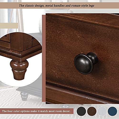 Modern Storage Wood Cabinet with 3-Drawer, Sofa Table Console Table End Table with Pull Out Tray, Accent Table Furniture for Entryway Living Room Bedroom, Fully Assembly Bedside Table (Brown) - color: Brown