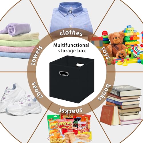 STOREONE Fabric Storage Bins Cubes Baskets Containers-(11X11X11) with Dual Handles for Shelf Closet, Nursery Home ， Bedroom Organizers, Foldable Set of 1 (black) - color: Black, size: 1 pack